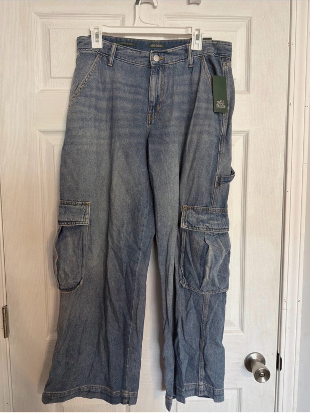 Women’s Light Blue Cargo Jeans - wild fable